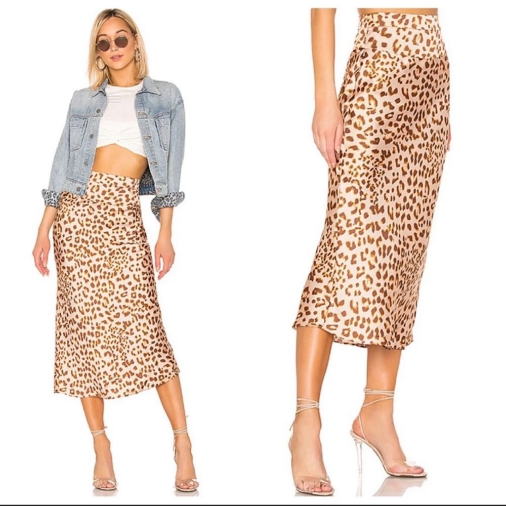 🌸 FREE PEOPLE Normani Bias Cut Midi Cheetah Animal Print Skirt